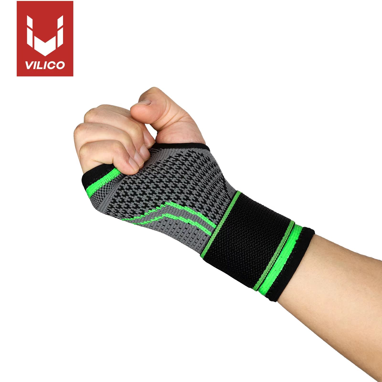 Adjustable Wrist Brace With Palm Guard Compression Support For Gym & Carpal Tunnel Relief green m