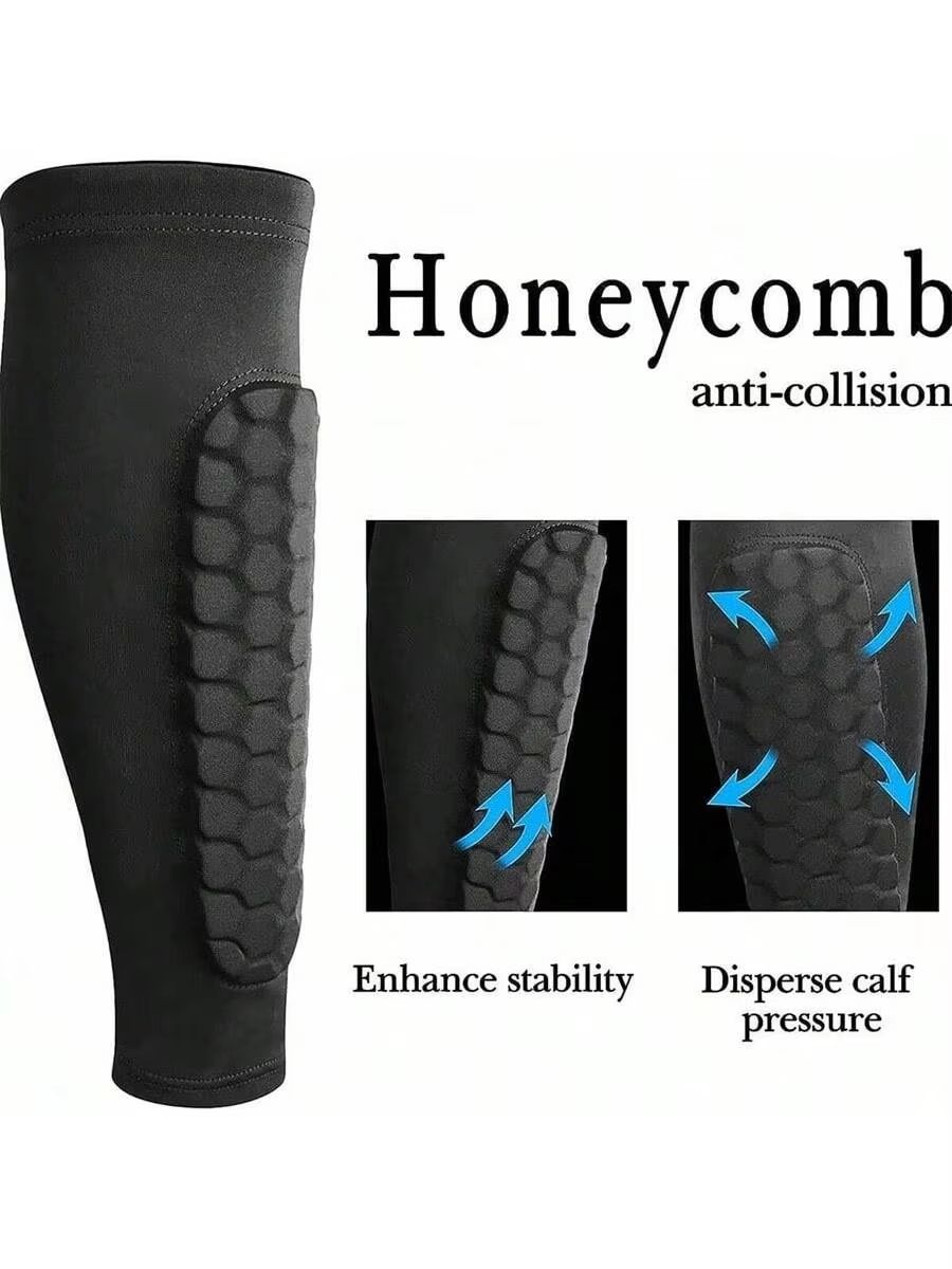 Honeycomb Padded Football Shin Guard Compression Sleeve 2 Pc orange m
