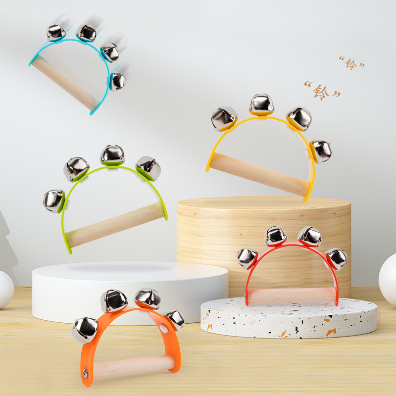 Children Musical Orff Instruments Clapper, Wooden Half Round Hand Ringing Bell, Handle Educational Fun Toys green