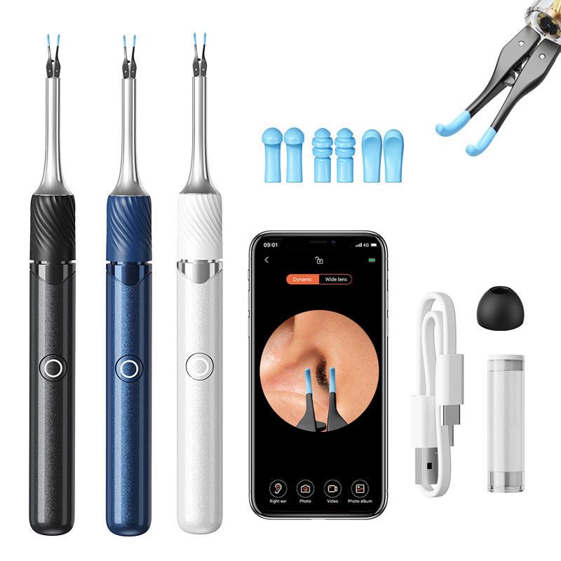 Premium Visual Ear Cleaner With Camera, Safe Ear Wax Removal Tool With Ear Pick & Tweezers blue