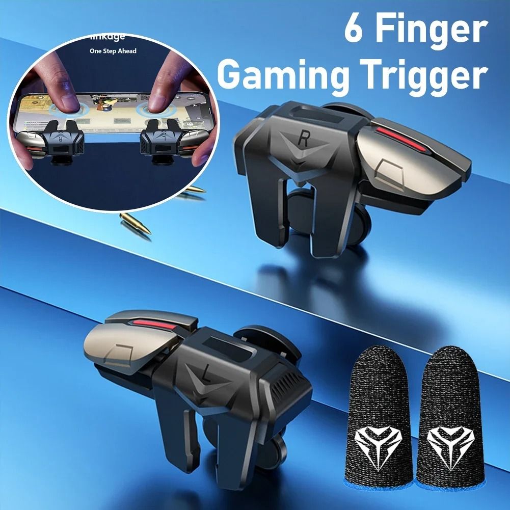 G21 Mobile Phone Game Trigger 6 Finger Aim Shooting Gamepad Joystick Controller pink
