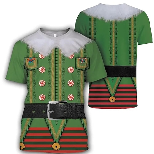 T-shirt Dessin animé Imprimé Occasionnel Nouveauté Noël Tee-shirt Col ras du cou Graphique pour Couple Homme Femmes Adulte Impression 3D pour Noël Carnaval Mascarade Soirée Festival