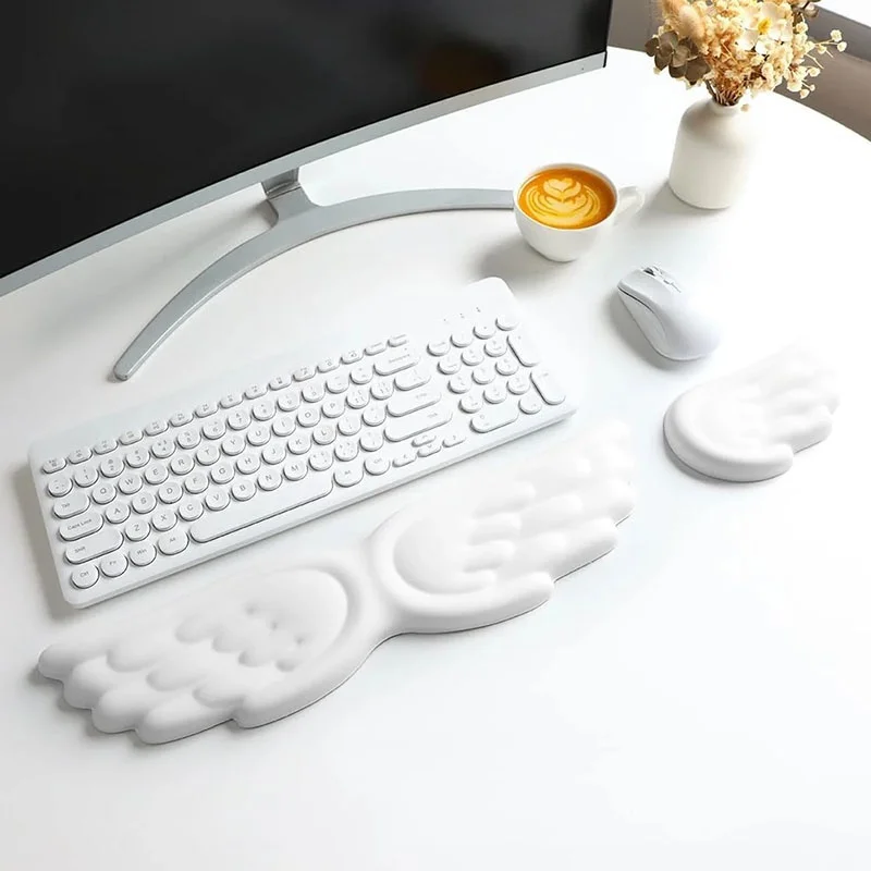 Maus Handgelenk Rest Engel Flügel Memory Foam Ergonomische Engel Tastatur Maus Handgelenk Rest Maus Pad Set Für Büro Laptops PC Maus Pad Image