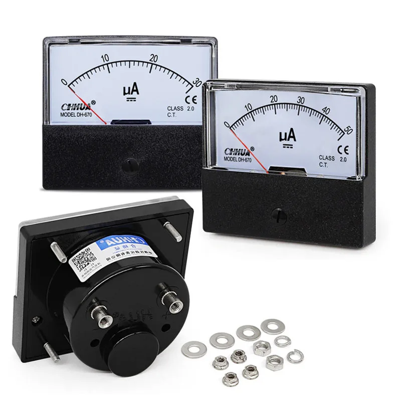 DH-670 DC AC Microampere Pointer Meter 30uA 50uA 100uA 200uA 300uA 500uA 1000uA Analog Amperemeter Pointer Meter Strom Meter Image