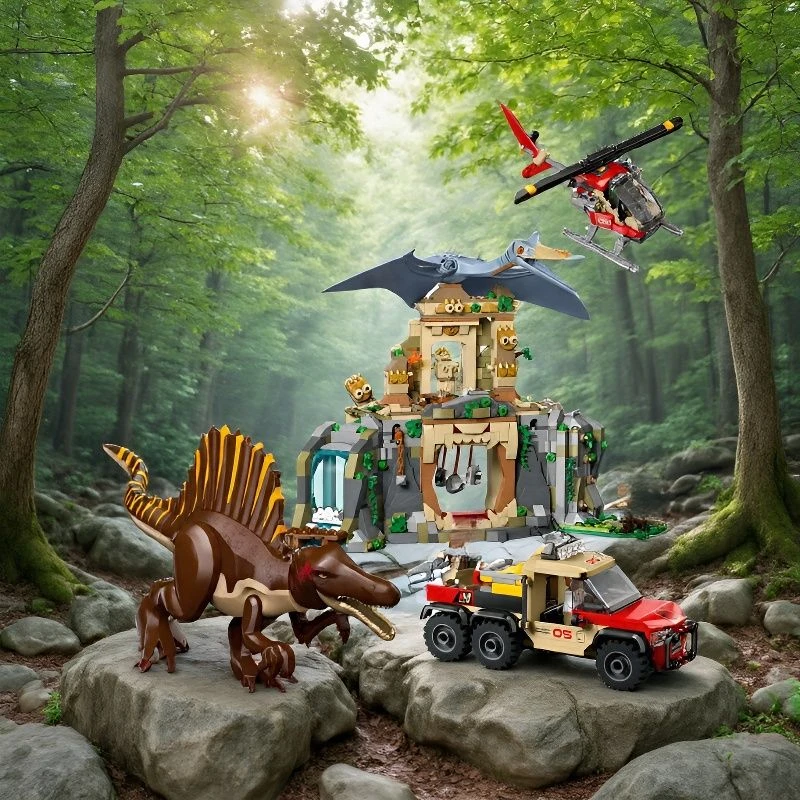 Weltpark 76976 Spinosaurus und Quetzalcoatlus Aerial Mission  Bausteine Modell Montage Spielzeug Kinder Geschenke Image