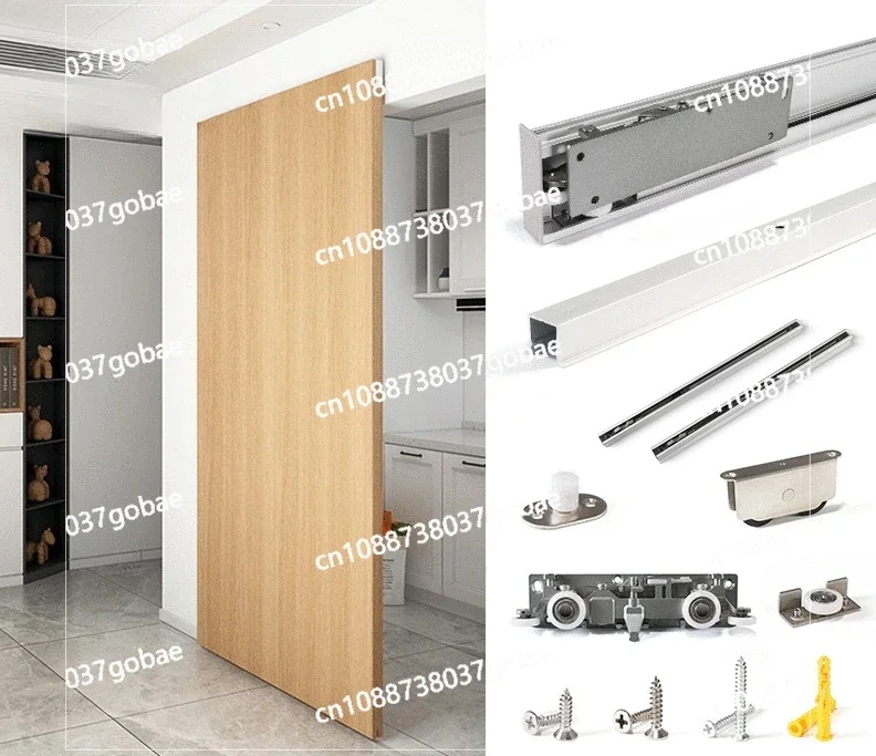 Vollständig versteckte Schiebetür. Unsichtbare Schiebetür. Schienenlose Geistertür Image