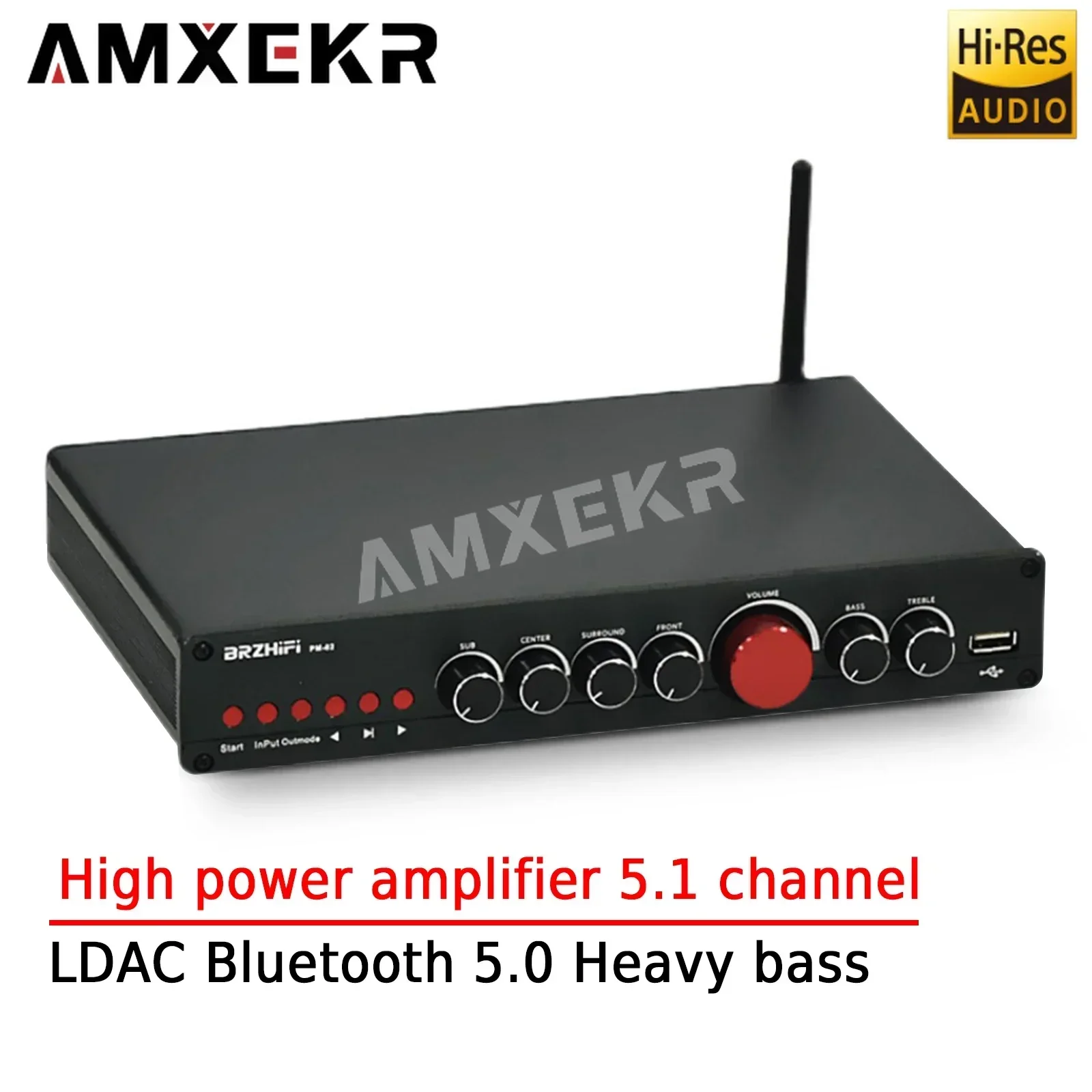 AMXEKR 50W+50W Leistungsverstärker 5.1 Kanal Heimkino LDAC Bluetooth 5.0 Heavy Bass Leistungsverstärker Image