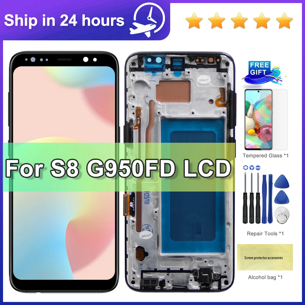Für Samsung S8 TFT Bildschirm Ersatz G950 G950F SM-G950FD LCD Display Digital Touch Screen mit Rahmen Image