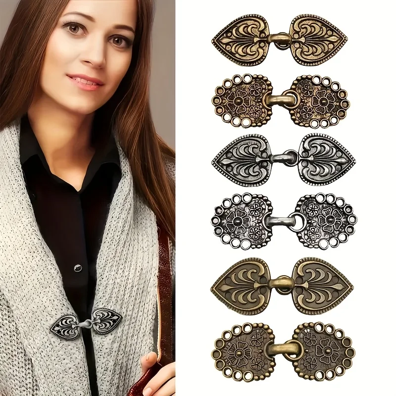 2er-Set Vintage-Swirl-Pullover-Clips, Vintage-Schal-Clips, Strickjacken-Kragenschnallen, Schal-Schnallen, Hemd-Clips für den täglichen Gebrauch