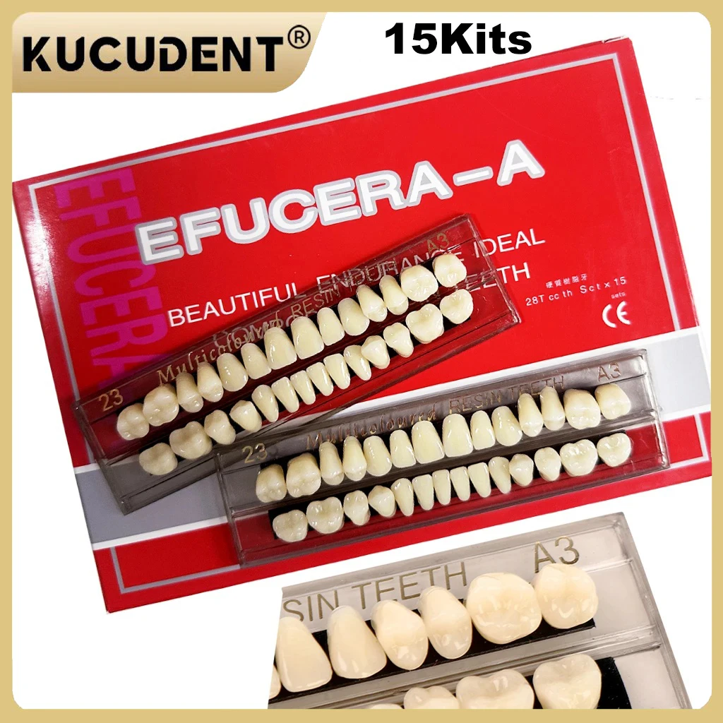 15Packs Harz Prothese Zähne Set Polymer Prothese Zähne Dental Bleichen Platte für Zahnmedizin Bildung Forschung Labor Ausbildung Modell Image