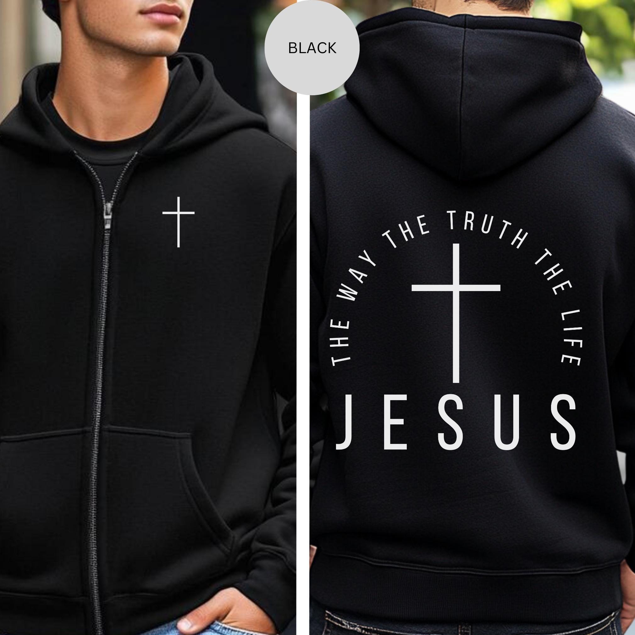 Felpa con cappuccio cristiana con cerniera, felpa religiosa con cappuccio e cerniera intera, giacca con cerniera della fede, abbigliamento cristiano,
