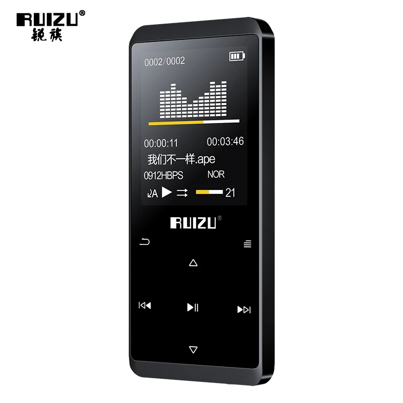 RUIZU-Lecteur de musique MP3 HiFi D02, baladeur de sport portable avec écran de 1.8 pouces, prise en charge de la radio FM, enregistreur d
