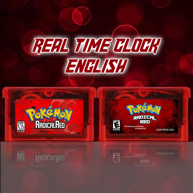 GBA 1M Flash RTC Pokémon Radical Red V4.1 Video Game Cartridge with Battery Rom Hack USA Version for GBA/NDS