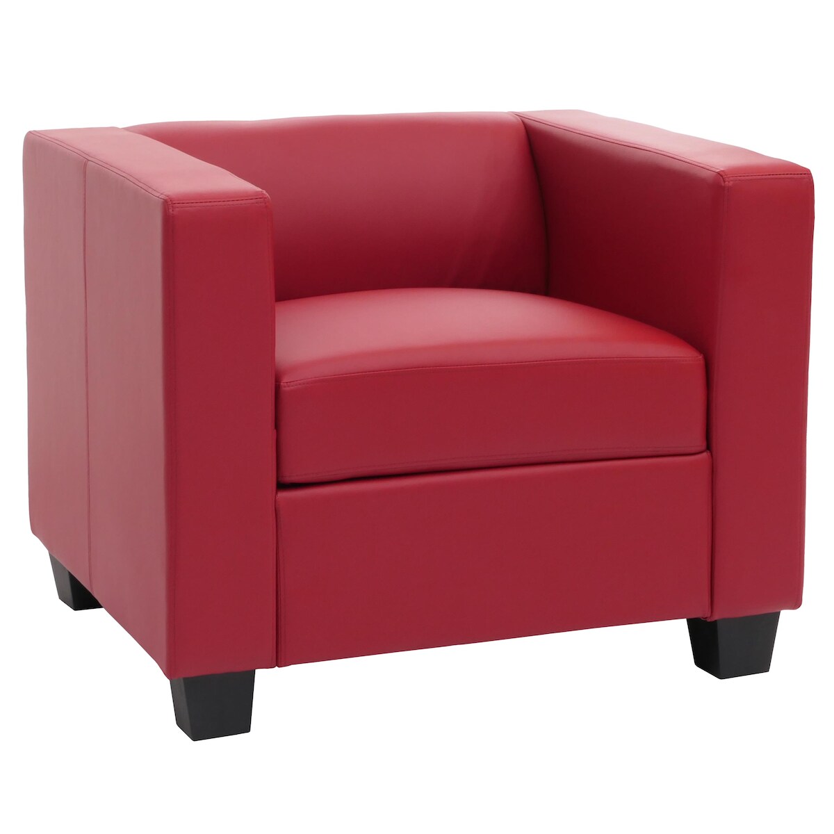 Mendler Sessel Loungesessel Lille ~ Leder, rot Image