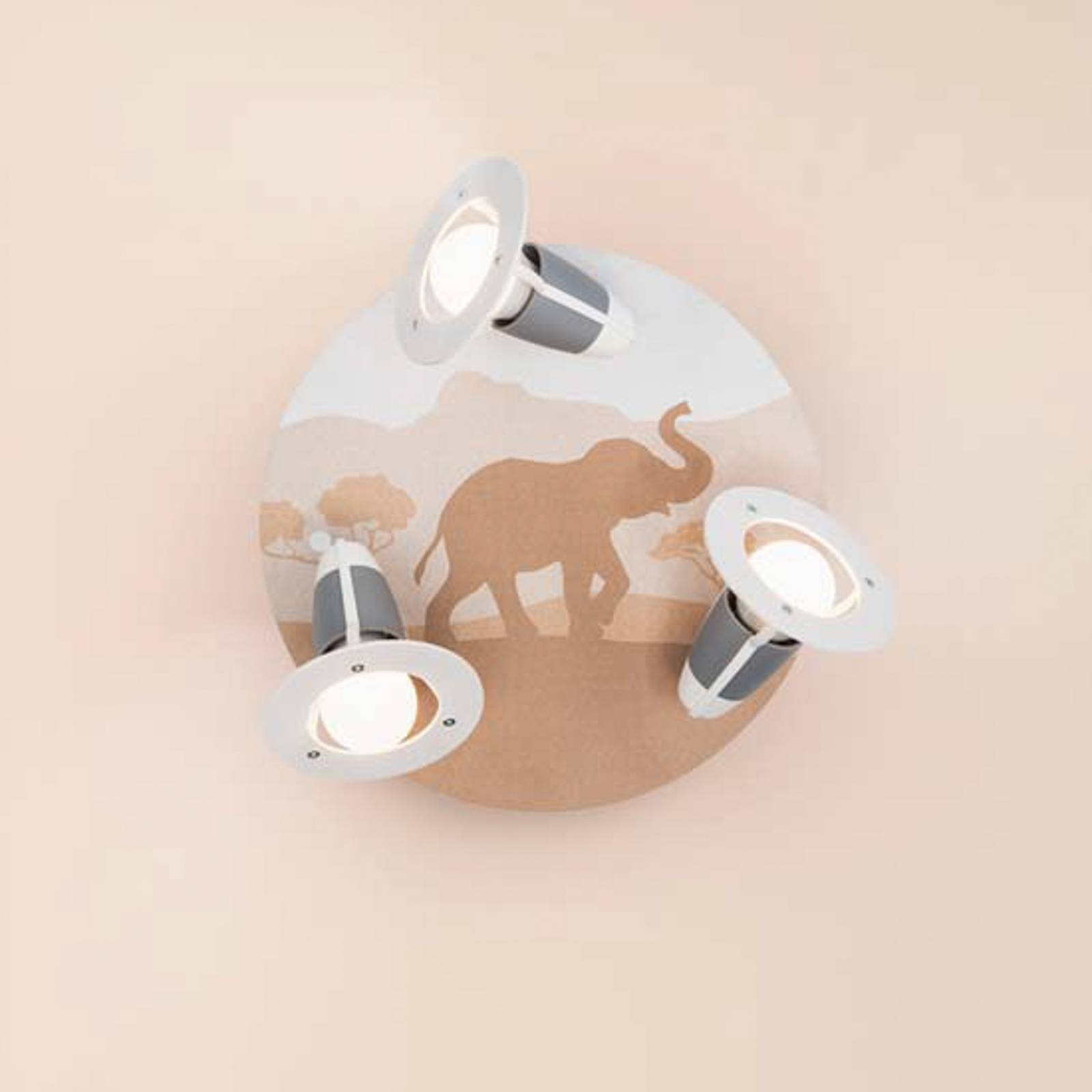 Elobra Deckenlampe Scandi Savanne, dimmbar, gelb / orange, für Kinderzimmer, Holz, Deckenlampe