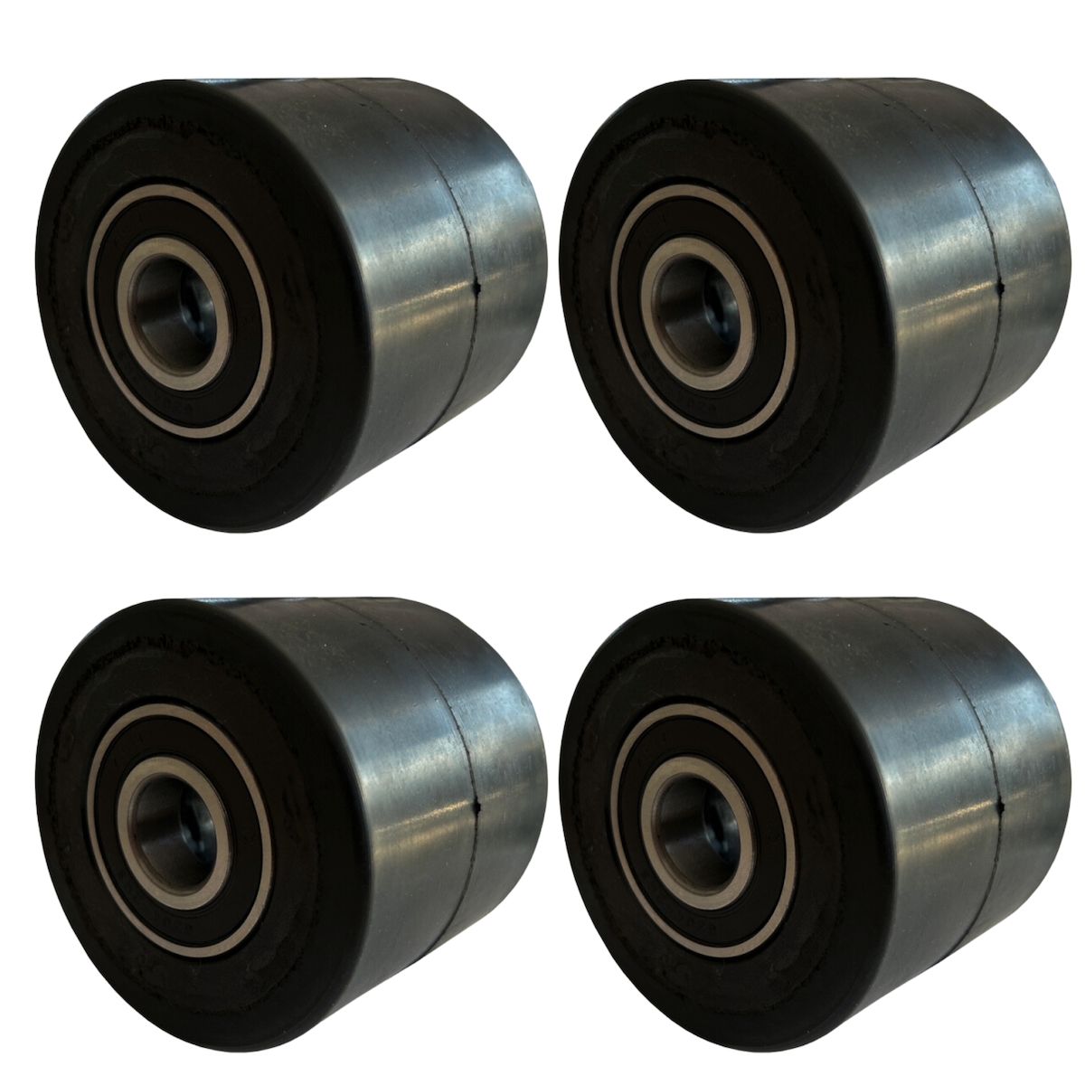 4 Stück Hubwagenrollen Gummi 80 x 70 mm, Achse 20 mm inkl. Kugellager - Ersatzrollen Image