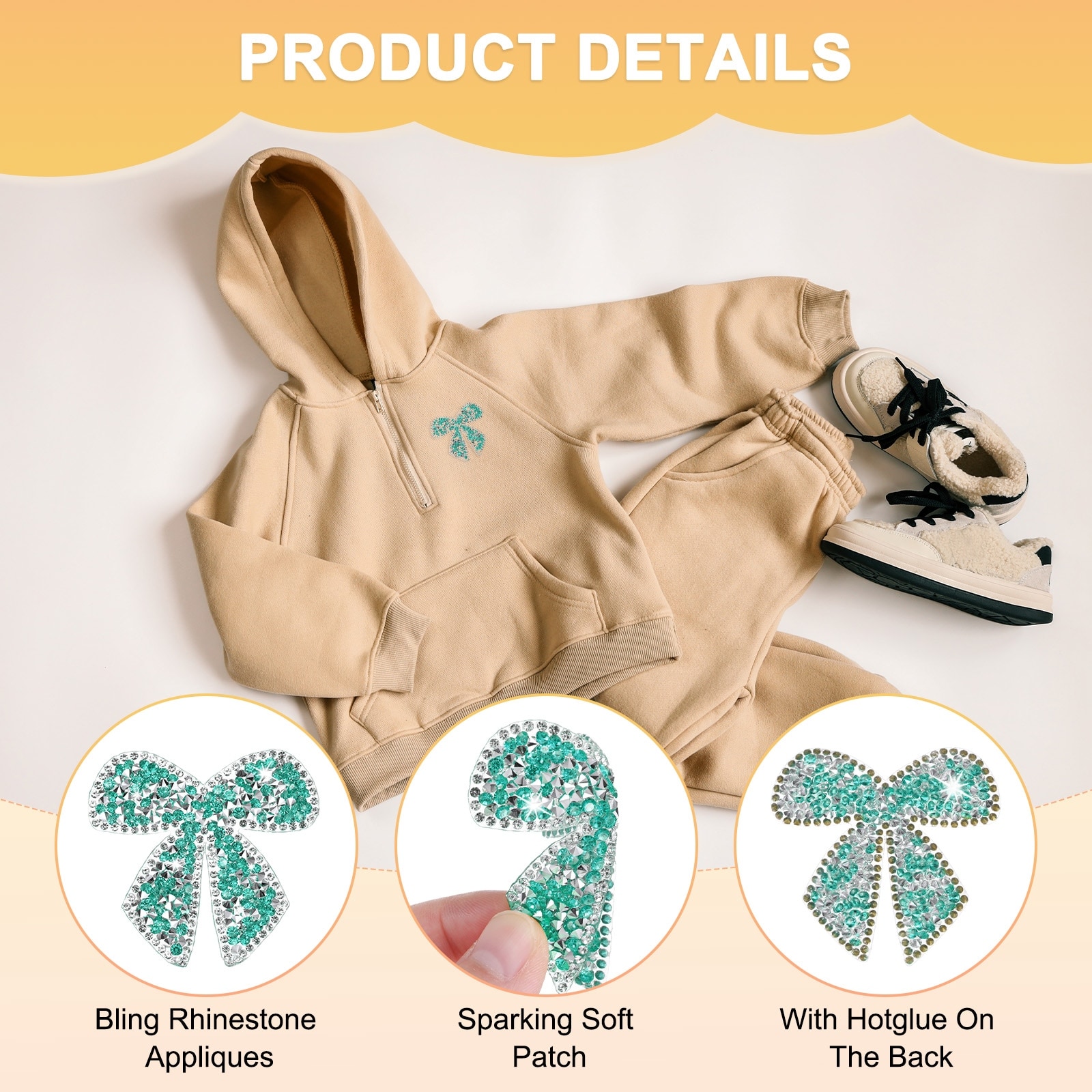 Rhinestone Knot Iron-on Patches Adhesive Appliques Rhinestone Glitters Knot Patches for DIY Crafts/Clothing