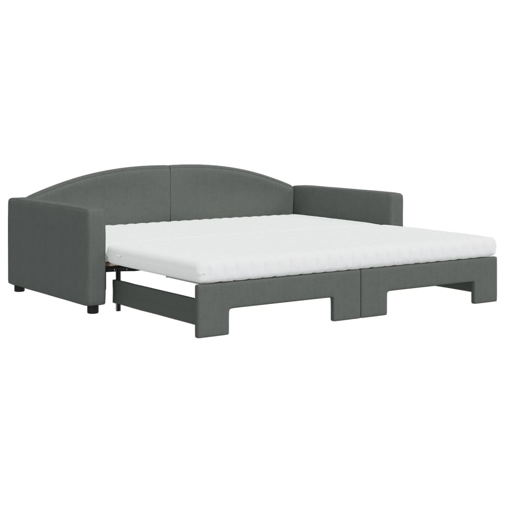 vidaXL Tagesbett Ausziehbar mit Matratzen Dunkelgrau 100x200 cm Stoff Image