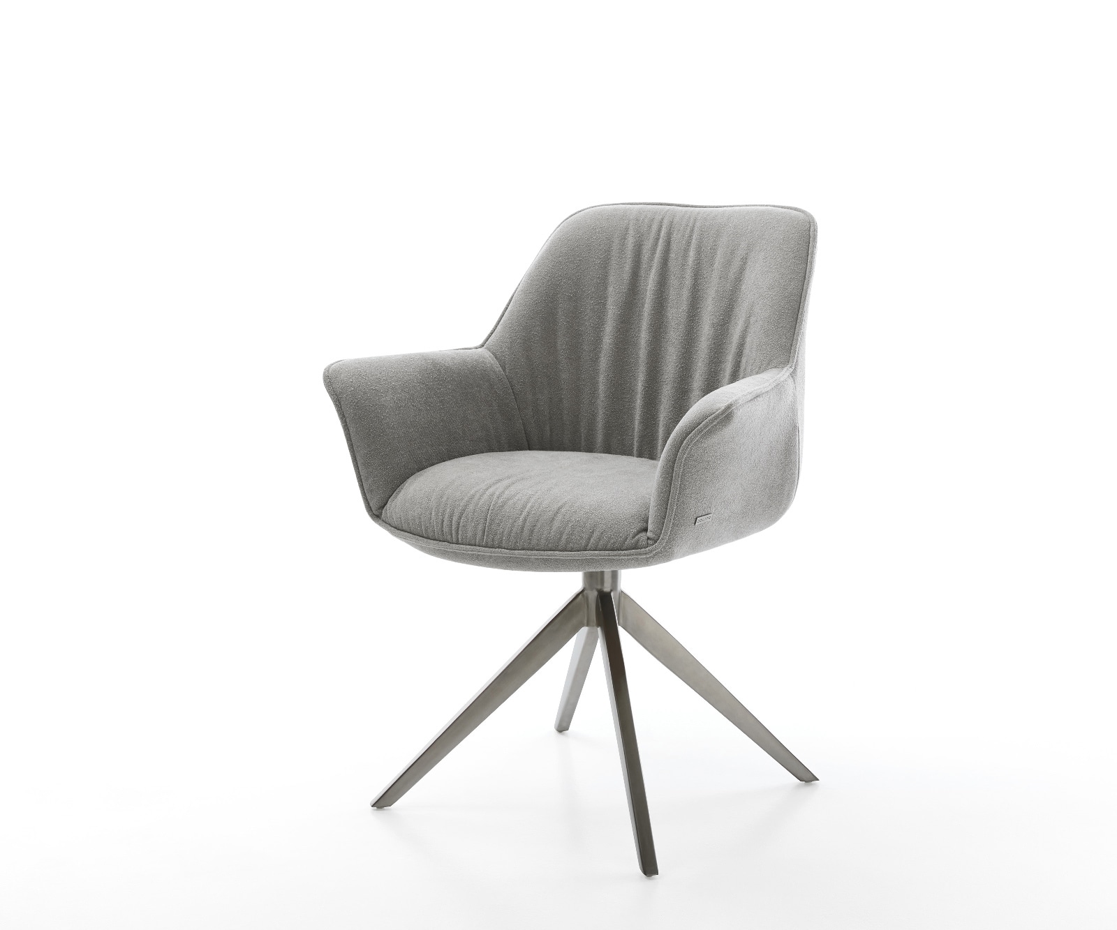 DELIFE Drehstuhl Keila-Flex mit Armlehnen Strukturstoff Soft Grau Kreuzgestell breit Graphit 360° drehbar Wippfunktion, Esszimmerstühle Image