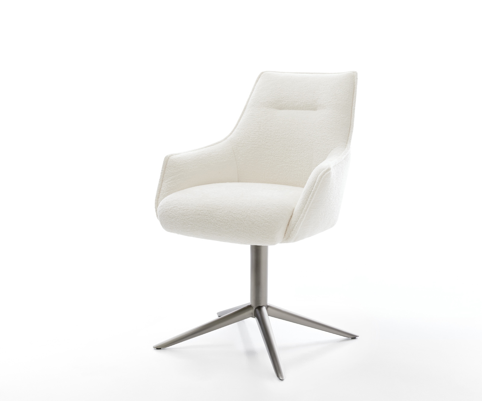 DELIFE Drehstuhl Alja-Flex mit Armlehnen Bouclé Soft Beige Fußkreuz Graphit 360° drehbar Wippfunktion Taschenfederkern, Esszimmerstühle Image