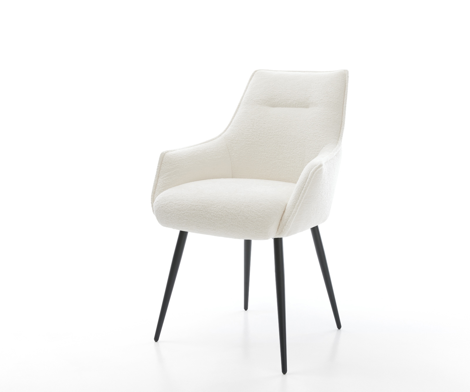 DELIFE Esszimmerstuhl Alja-Flex mit Armlehnen Bouclé Soft Beige 4-Fuß konisch Schwarz Taschenfederkern, Esszimmerstühle Image