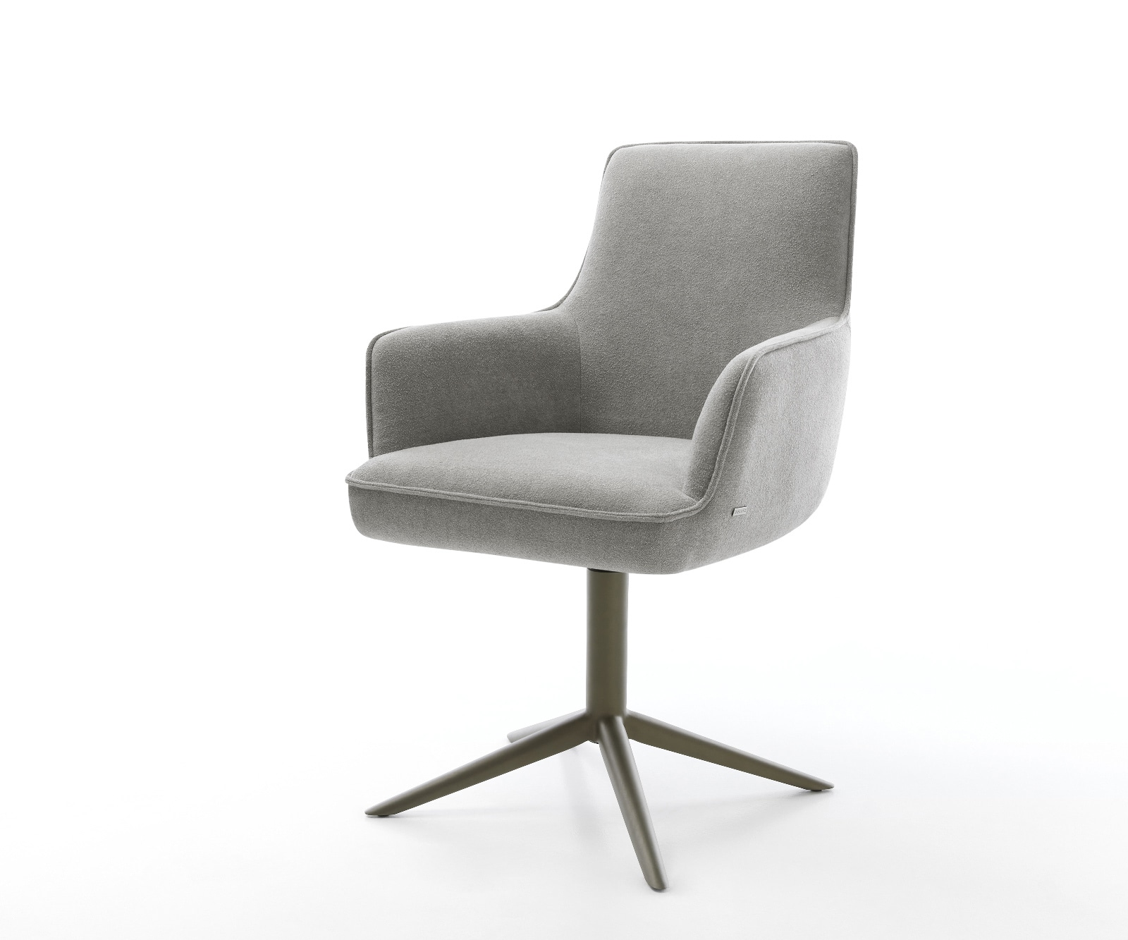 DELIFE Drehstuhl Heira-Flex mit Armlehnen Strukturstoff Soft Grau Fußkreuz Effektfinish Titan 360° drehbar Wippfunktion Taschenfederkern, Esszimmerstühle Image