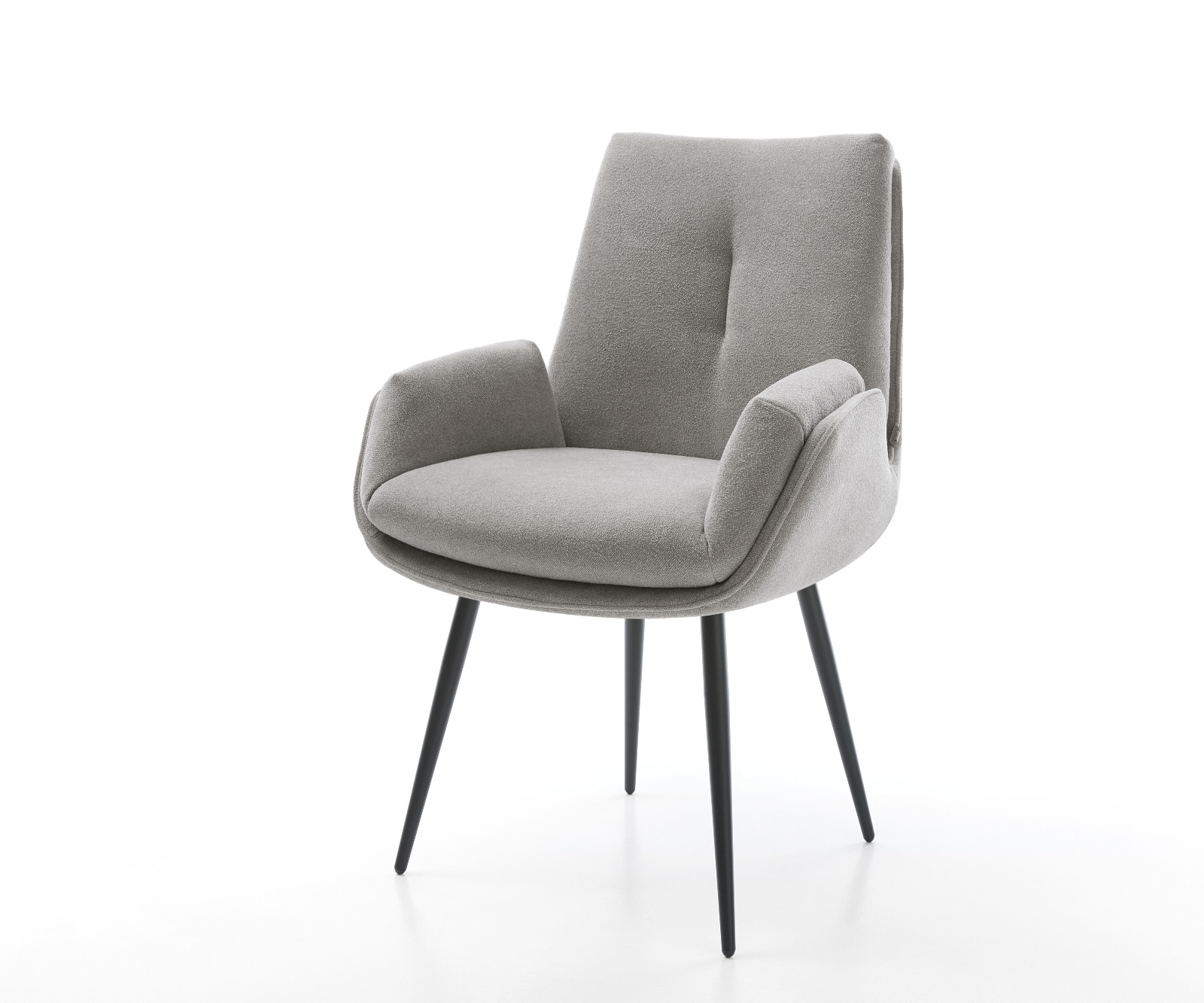 DELIFE Esszimmerstuhl Clea-Flex Strukturstoff Soft Grau 4-Fuß konisch Schwarz, Esszimmerstühle Image