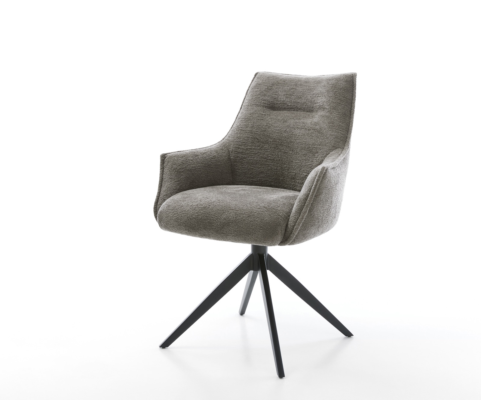 DELIFE Drehstuhl Alja-Flex mit Armlehnen Bouclé Soft Schlamm Kreuzgestell breit Schwarz 360° drehbar Wippfunktion Taschenfederkern, Esszimmerstühle Image