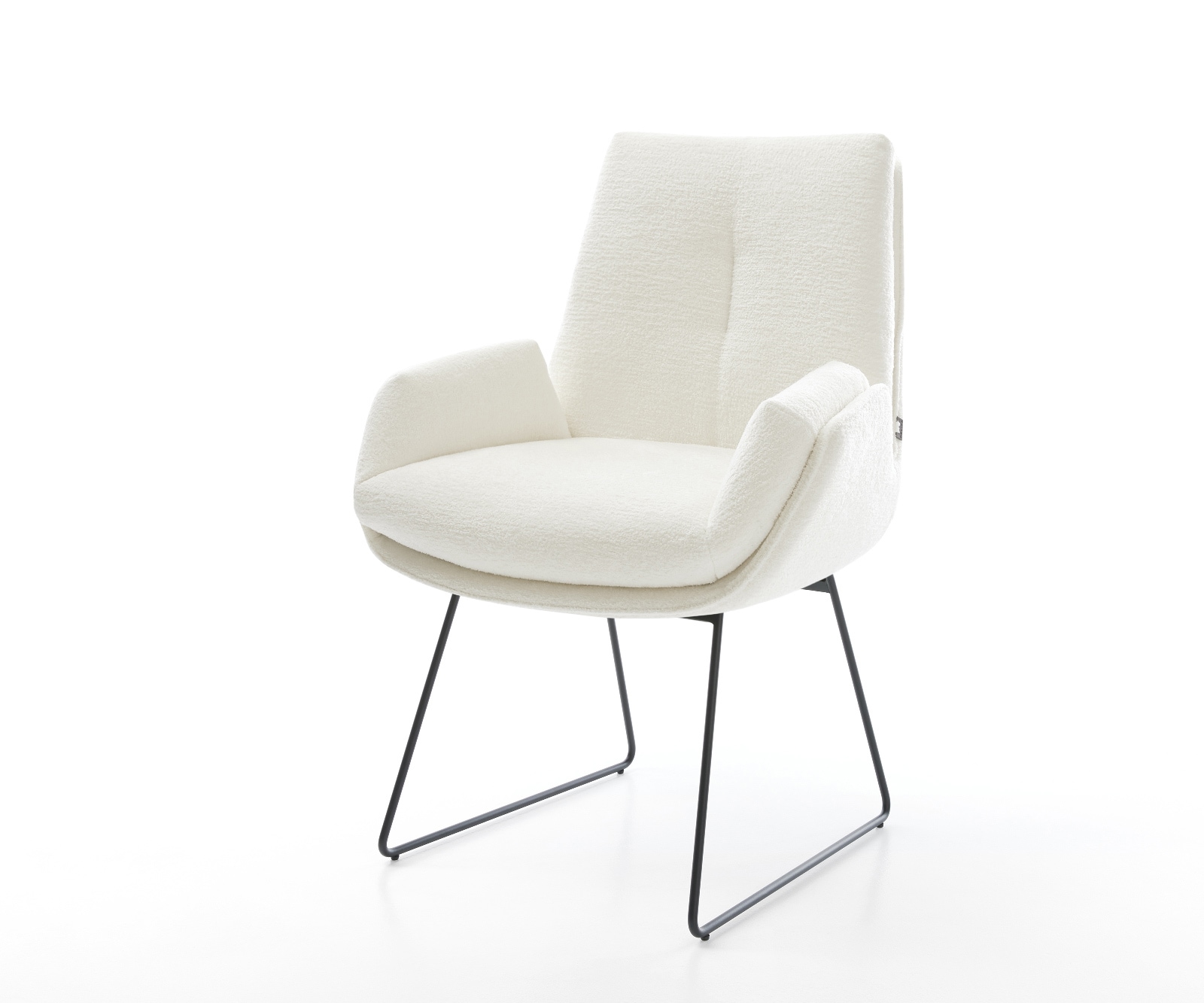 DELIFE Esszimmerstuhl Clea-Flex Bouclé Soft Beige Kufengestell Schwarz, Esszimmerstühle Image