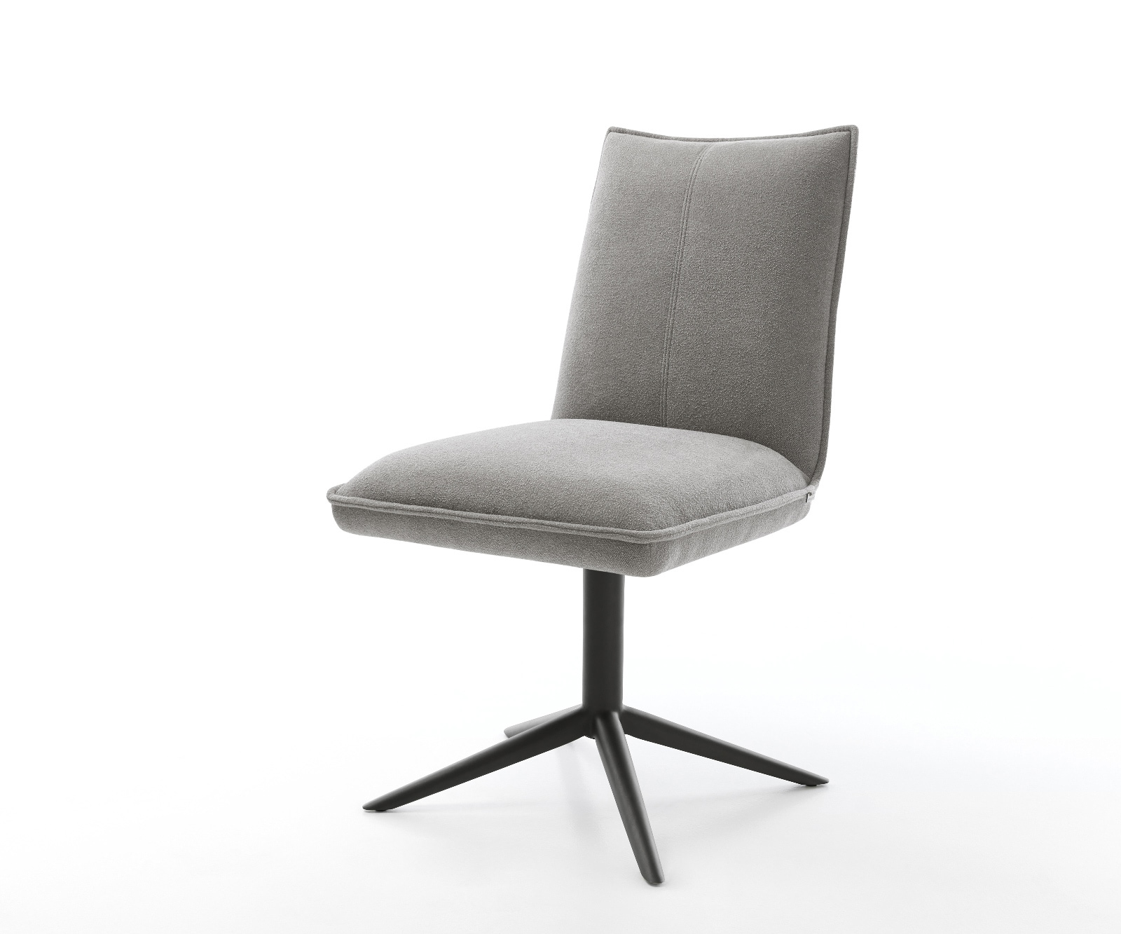 DELIFE Drehstuhl Lelio-Flex Strukturstoff Soft Grau Fußkreuz Schwarz 360° drehbar Wippfunktion Taschenfederkern, Esszimmerstühle Image