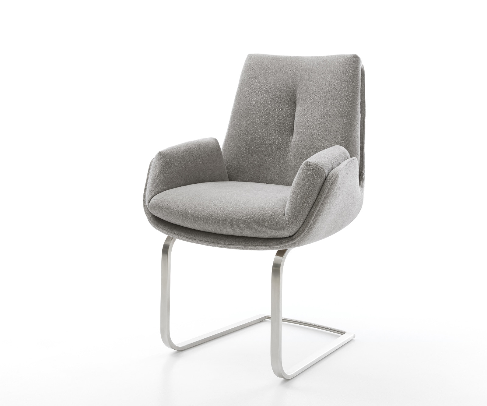 DELIFE Freischwinger Clea-Flex Strukturstoff Soft Grau Freischwinger flach Edelstahl, Esszimmerstühle Image