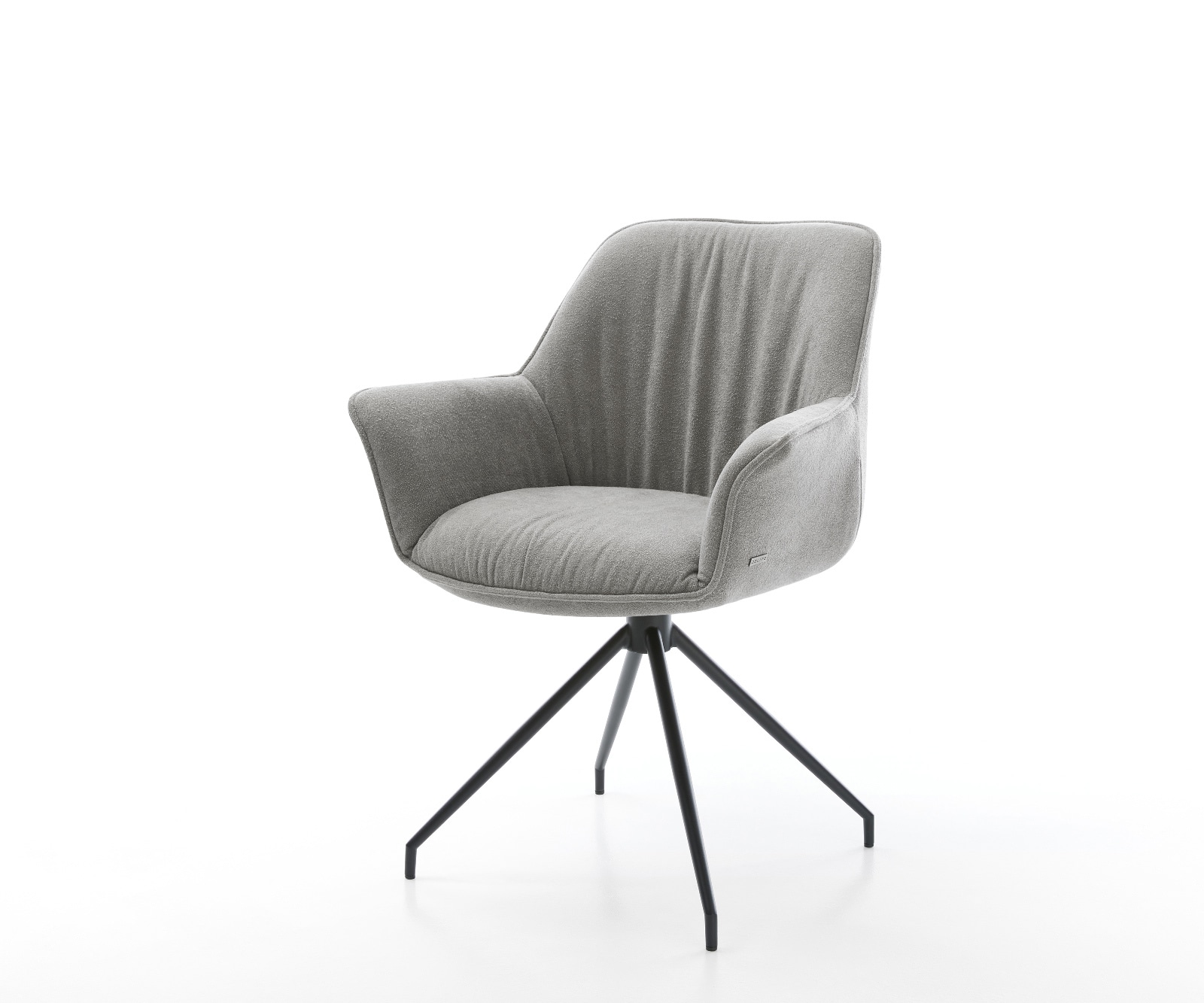 DELIFE Esszimmerstuhl Keila-Flex mit Armlehnen Strukturstoff Soft Grau Kreuzgestell konisch Schwarz, Esszimmerstühle Image