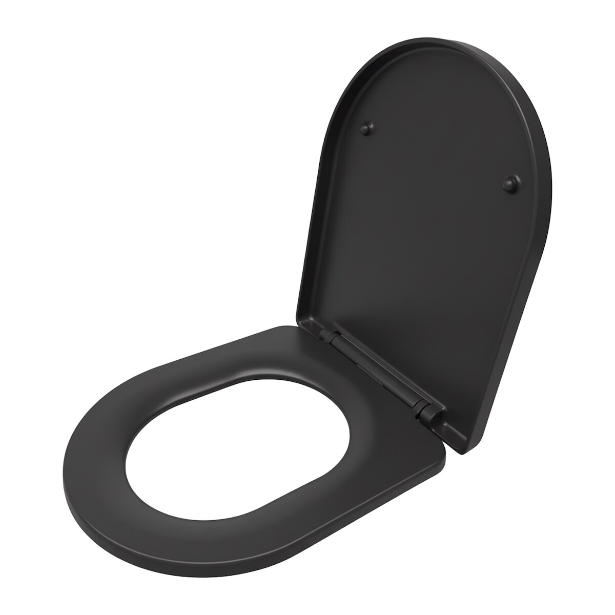 Relaxdays Toilettendeckel mit Absenkautomatik, Quick Release, 36 x 42 cm, Duroplast, Montage von oben, D-Form, anthrazit Image