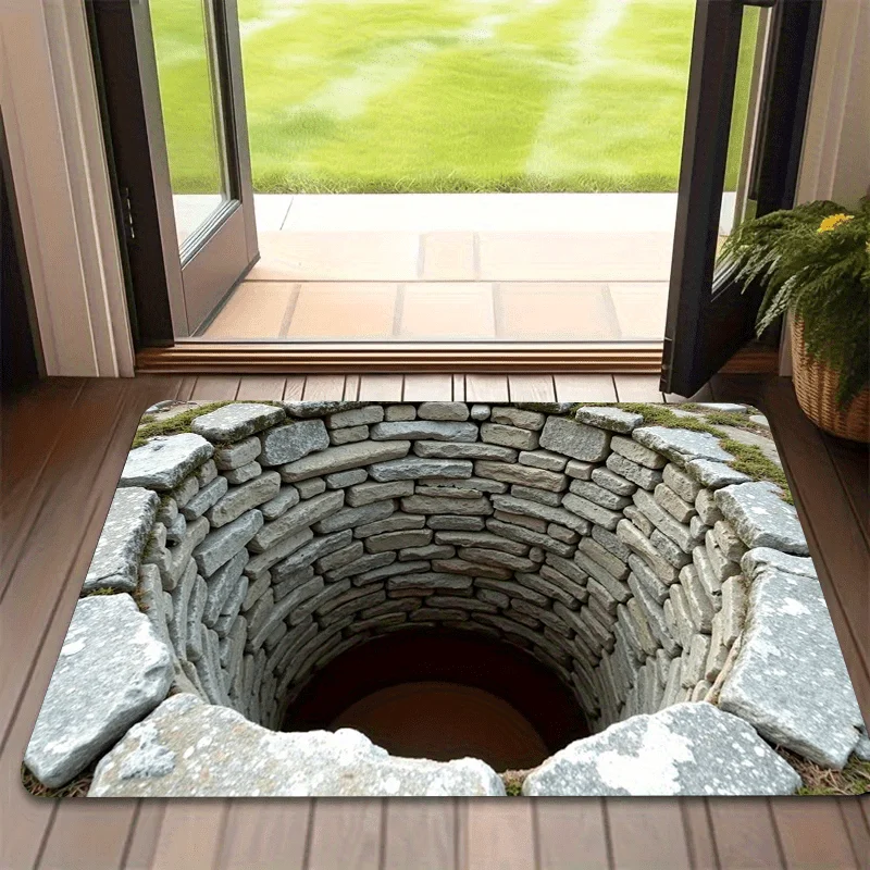 Endless Deep Print Anti-Slip DoorMat Stone Texture, Lightweight Foldable Indoor/Outdoor Bathroom Kitchen Living Room Floor Mat