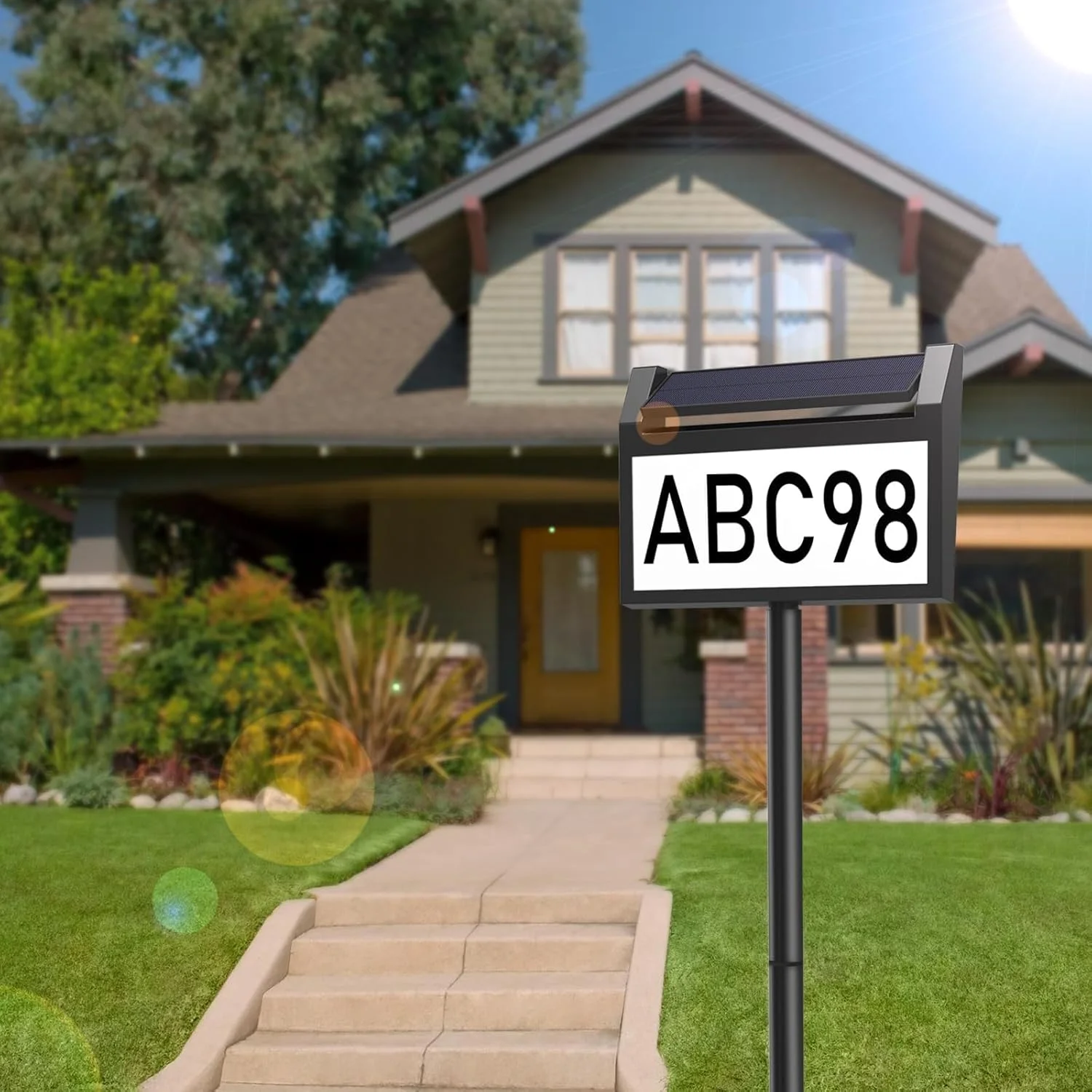 Solar Light House Address Numbers Sign LED Illuminated Outdoor Solar Powered House Numbers Lightfor Home Yard Garden House