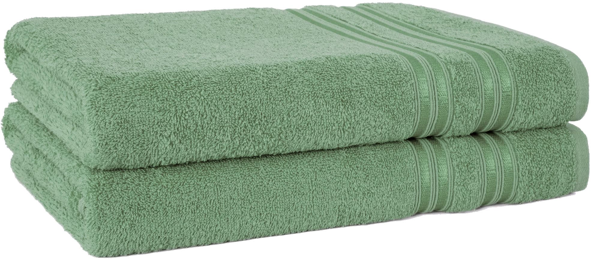 Duschtuch HAMMETEX "2er Set Badetücher 70x140 cm, 100% Baumwolle, Weich & Saugstark", salbei, B:70cm L:140cm, Frottier, Baumwolle, Handtücher