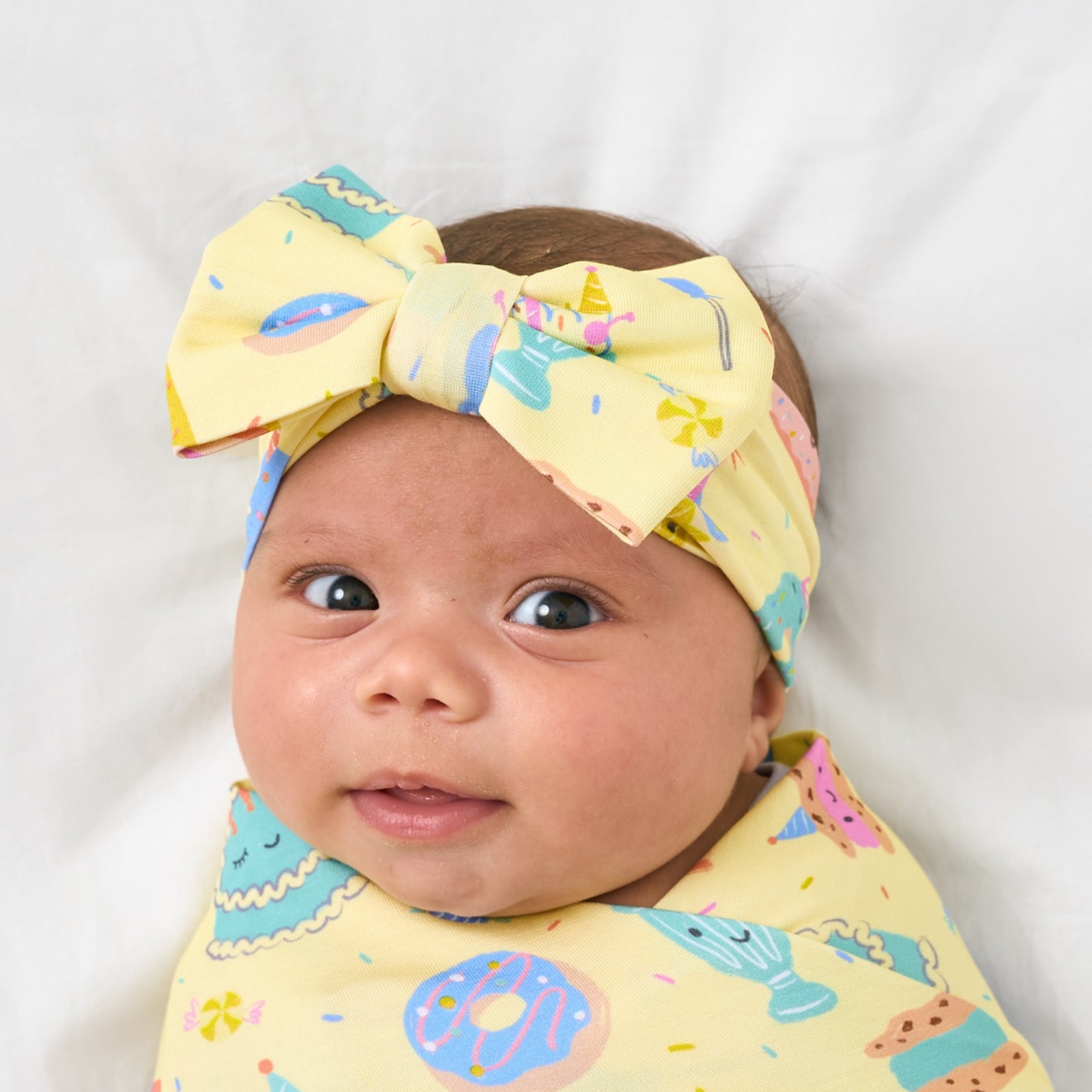 Frosted Fun Luxe Baby Girl Soft & Stretchy Bamboo Bow Headbands - Newborn - 3T