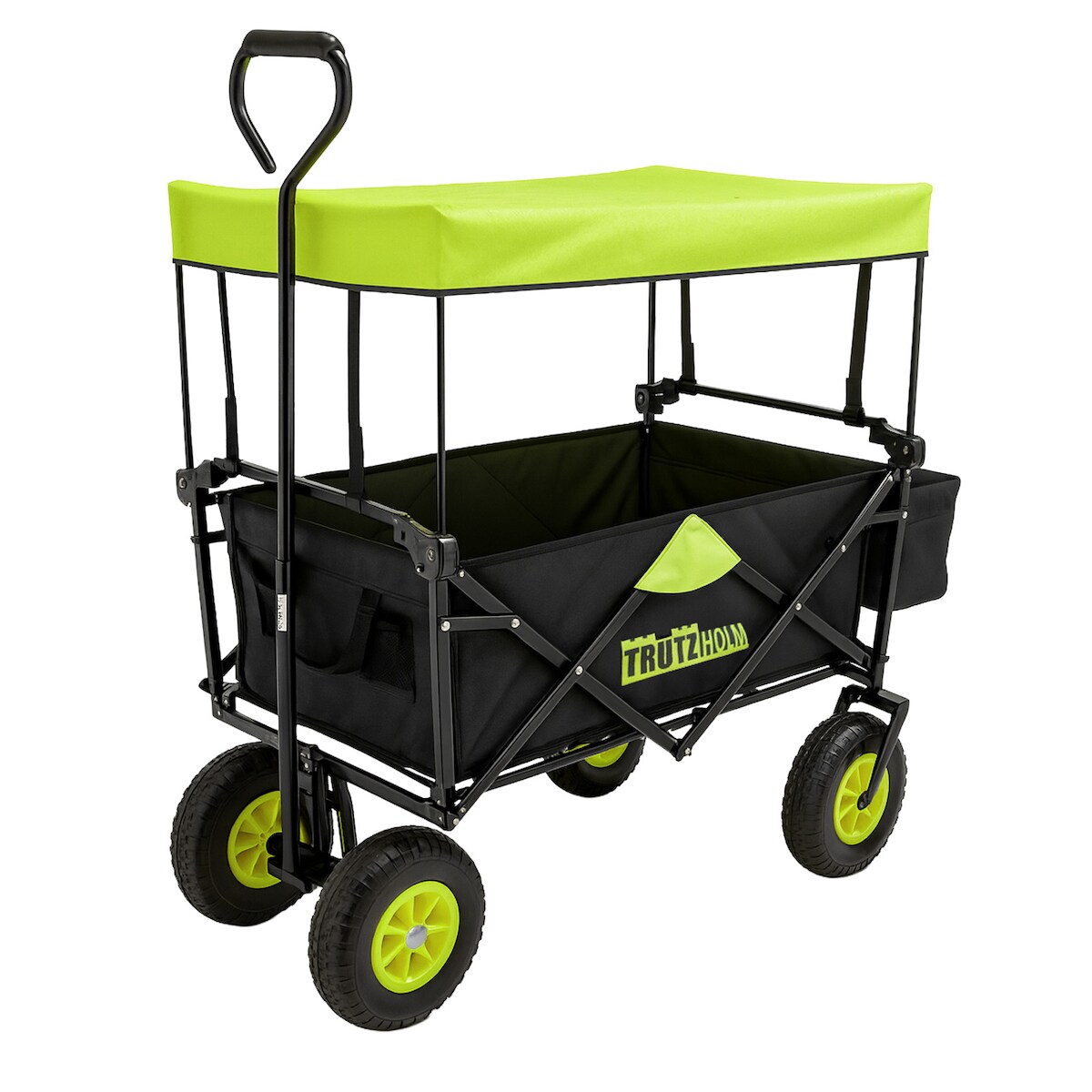 Bollerwagen faltbar mit Sonnendach 75 kg Tragkraft pannensichere Räder Tasche Teleskopgriff schwarz Image