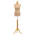 Female Tailors Dummy Cream Size 8/10 Dressmakers Fashion Students Mannequin Display Bust With A Light Wood Base