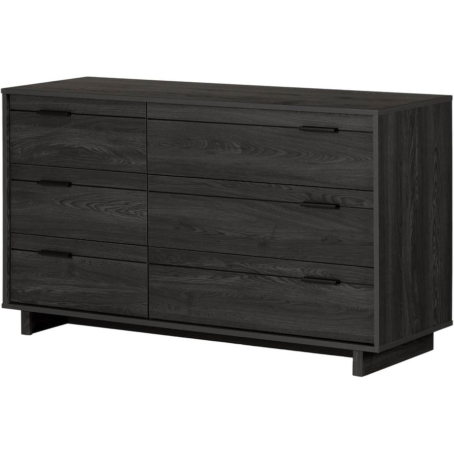 6-Drawer Double Dresser, Gray Oak, Asymmetric Design, Eco-Friendly, 5-Year Warranty
