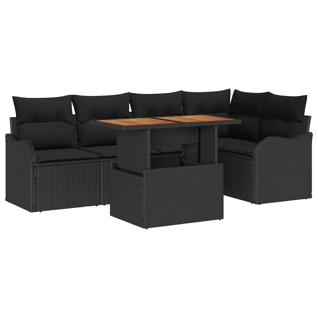 vidaXL Garten-Sofa-Set mit Kissen 6 pcs Schwarz Image