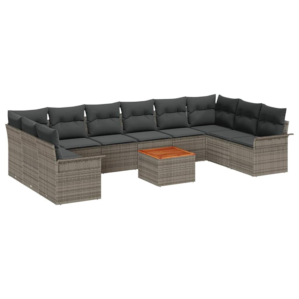 vidaXL Garten-Sofa-Set 11 pcs Grau Poly Rattan Image