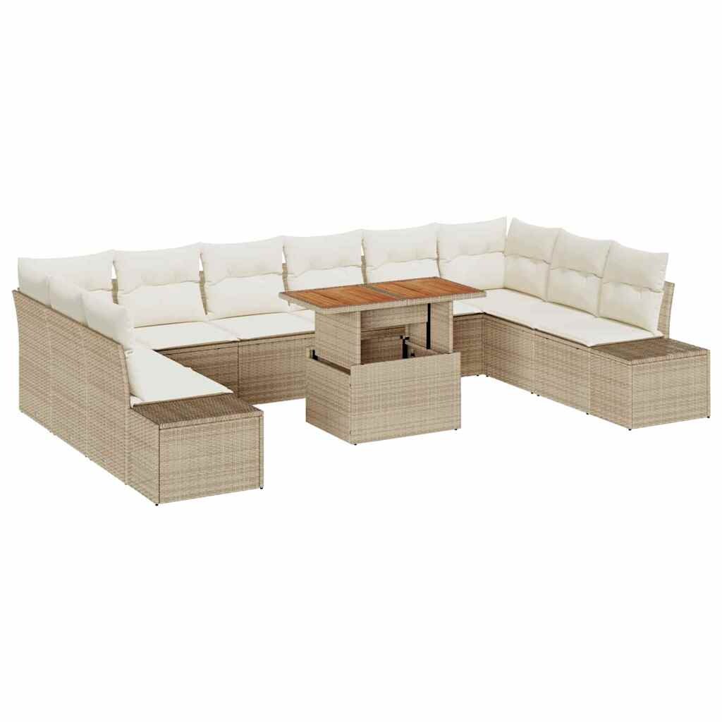 vidaXL Garten-Sofa-Set mit Kissen mit Kissen 11 pcs Beige und Creme Image