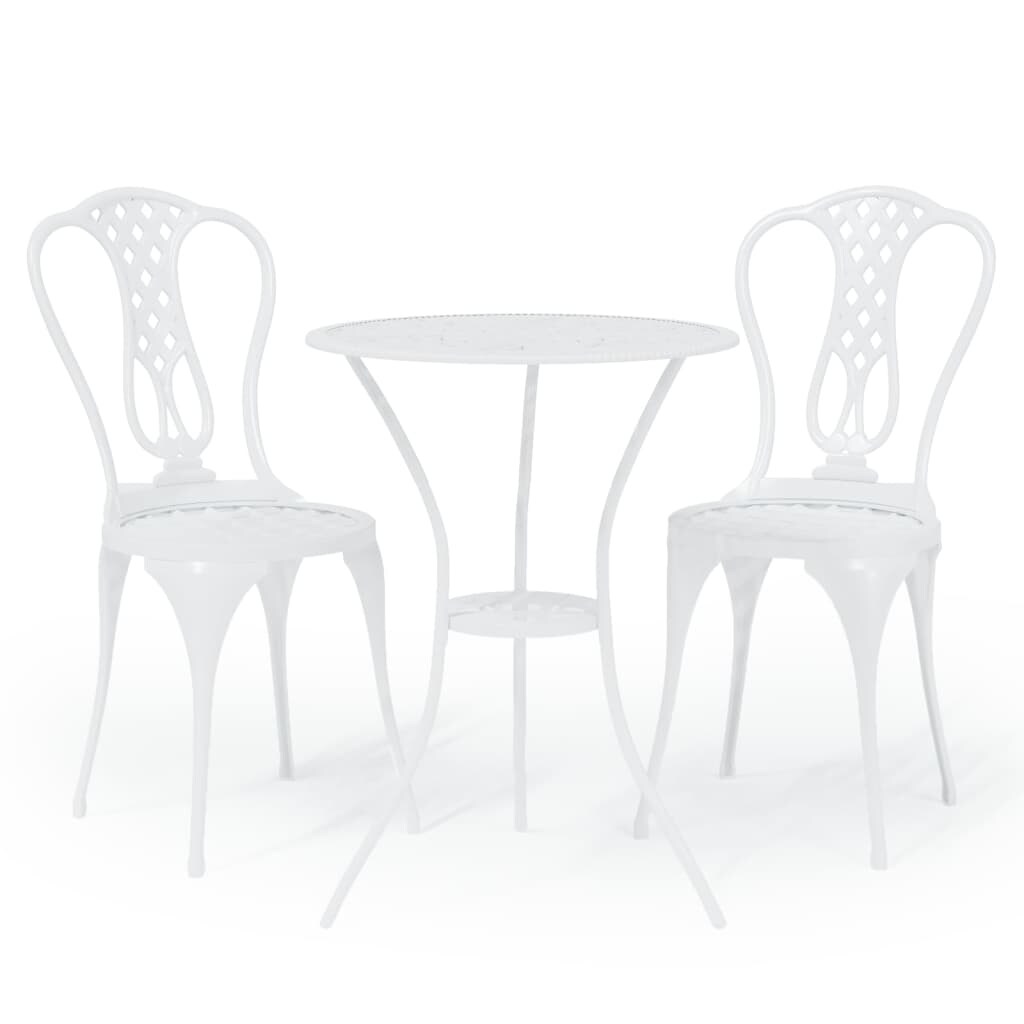 vidaXL 3-tlg. Bistro-Set Aluminiumguss Weiß Image