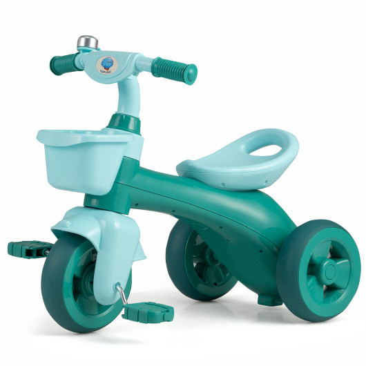 Costway Toddler Tricycle with Limited Steering with Front Baskets and Bell-Green