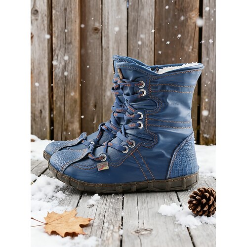 Rote Damen-Winterstiefel aus Leder mit verbesserter Traktion – mittelhohe All-Terrain-Stiefel für Outdoor-Abenteuer, Wandern und Wintersport Image