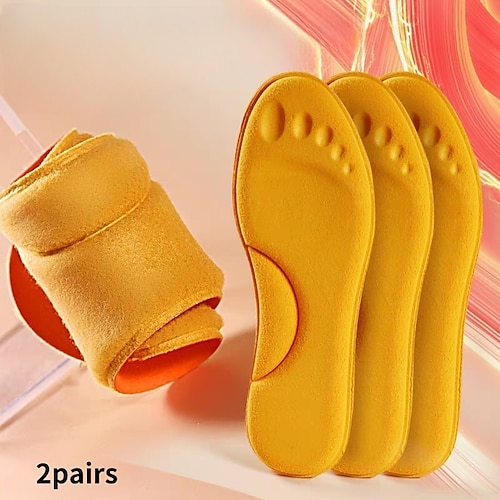 2 Paar selbstheizende Einlegesohlen mit Thermostat, Massagefunktion, Memory-Schaum, Fußgewölbeunterstützung, beheizbare Schuheinlagen für den Winter, für Damen und Herren Image
