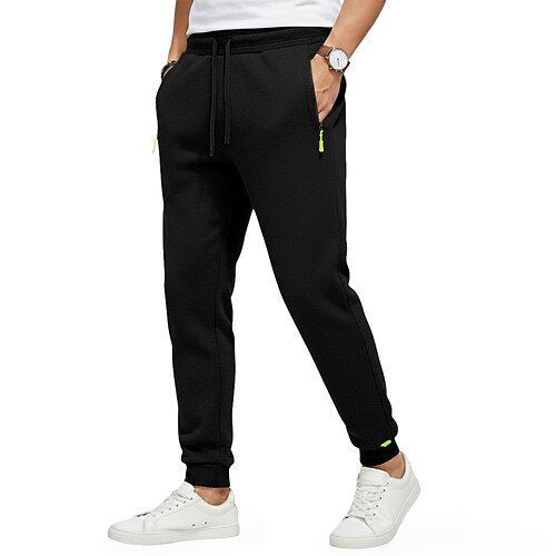 Herren Jogginghose Jogginghose Jogger Fleecehose Hose Freizeithose Kordelzug Elastischer Bund Einfach Feuchtigkeitsableitend Atmungsaktiv Volle Länge Sport im Freien Lässig Täglich Urlaub Mode Image