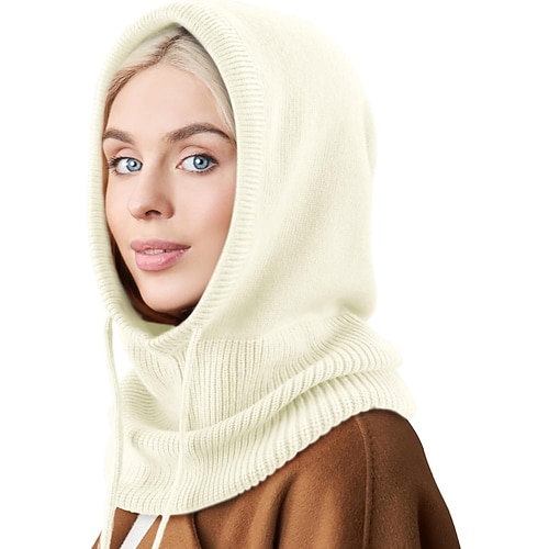 Strickmütze für Damen, dicke, warme Nackenwärmer-Mütze, Winter- und Herbstmütze, Strickkopfbedeckung für kaltes Wetter, Outdoor-Bekleidung, gemütliche Skimaske, Schal, Mützenaccessoire Image