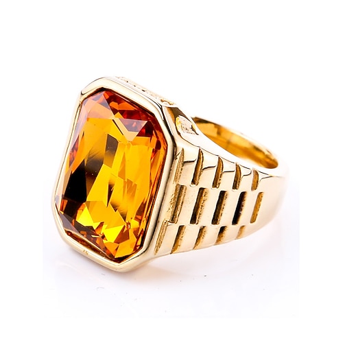 Herrenring aus Titanstahl mit großem, farbigem Edelstein – in verschiedenen Farben erhältlich, stilvolles Design für legere und formelle Anlässe. Image